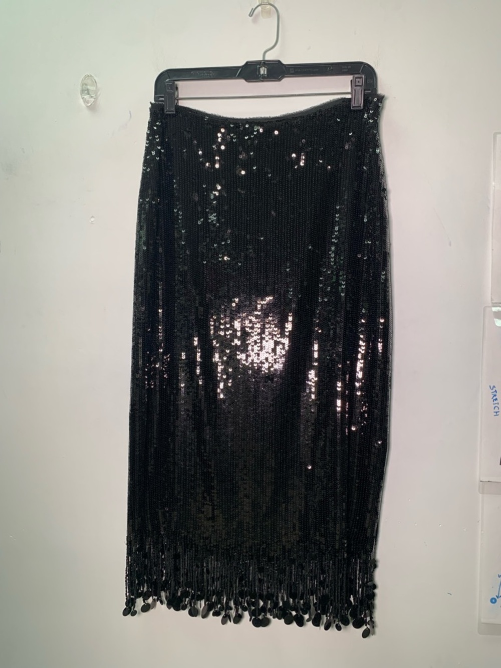 NWT ZARA ZW Collection Long Fringed Sequin Skirt Black 4831/242 Size S - Picture 3 of 13